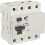 ARMAT Выключатель дифференциального тока R10N 4P 63А 30мА тип AC IEK, AR-R10N-4-063C030 ARMAT Выключатель дифференциального тока R10N 4P 63А 30мА тип AC IEK, AR-R10N-4-063C030